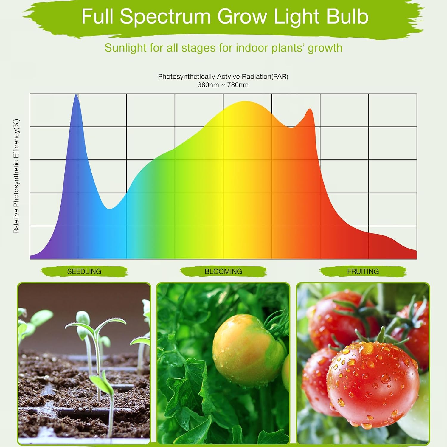 Lonwon Grow Light Bulb, PAR38, 30W, E26, Full Spectrum, 1-Pack